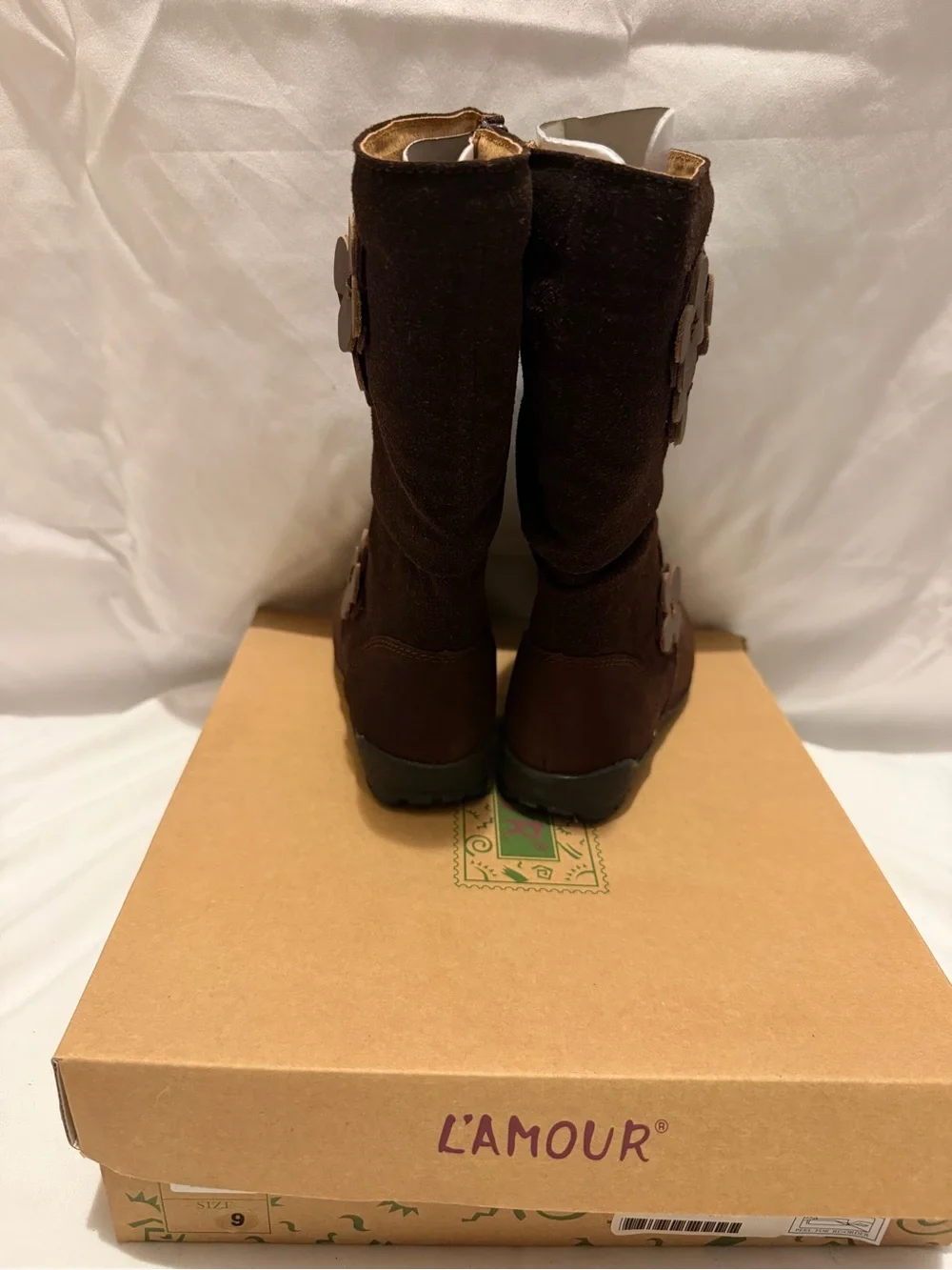 L'Amour Women's Dark Brown Mid-Calf Suede Heel Boots